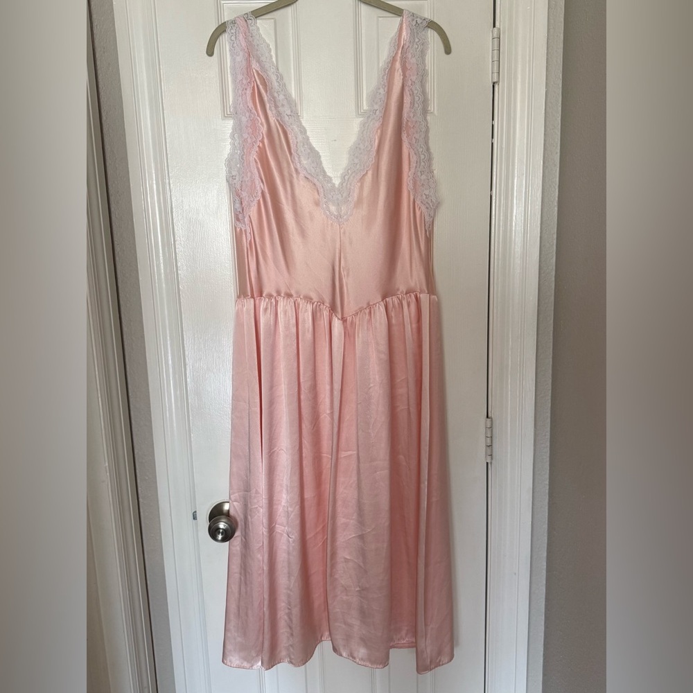 Cinema Exoile is Pink Lace- satin Accented nightgown